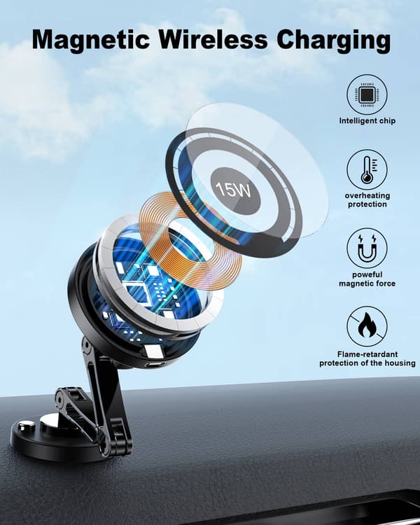 Magneettinen MagSafe-autoteline iPhone 15/14 -puhelimelle ajoneuvossa 2PCS Wireless Charge