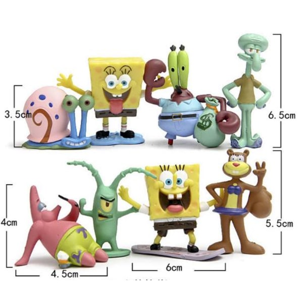 8 Pack SvampBob Fyrkant Figurer Spongebob Squarepants julklappar