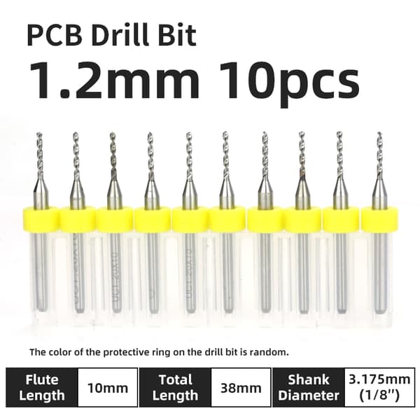 LUFEICNC 10-delars 0,1-3,175 mm kretskortsborr Mikroborr 1/8" fast skaft Kretskort Mini PCB 2.2 mm 10 pcs