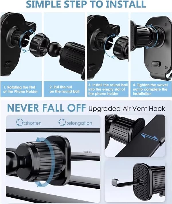 Bilholder til telefon med luftventil, gravitationsmontering til iPhone, Samsung, Xiaomi, LG, GPS, mobilstativ Mirror surface