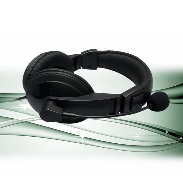 3,5 mm kablede hovedtelefoner, operatørheadset med mikrofon, støjreducerende øretelefoner, justerbart hovedbøjle til operatør, skoleelev Black