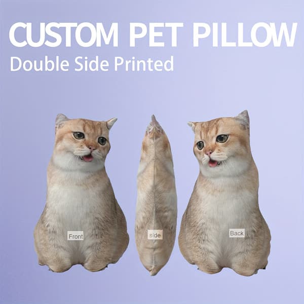 En brugerdefinerbar kæledyrspude, personlig 3D-portræt plyslegetøj til katte og hunde, mini-dyrepude Image customization Size 40cm