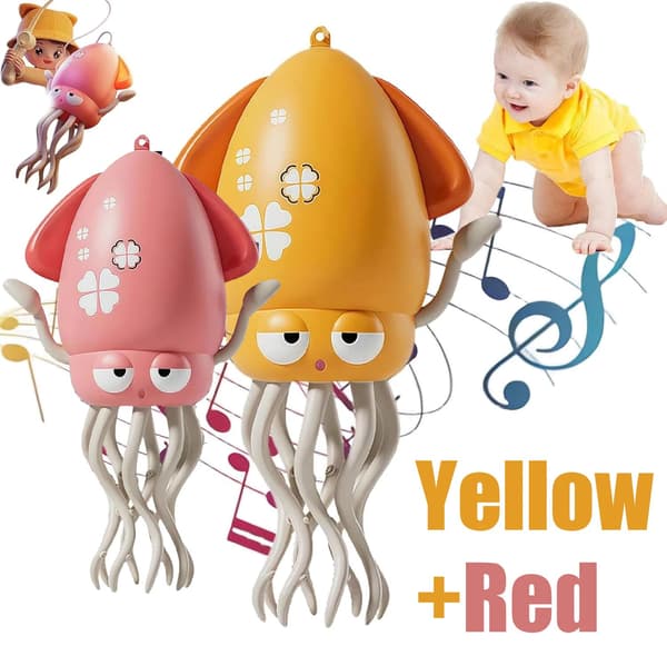 Dancing Octopus Toy with Lights & Music - Elektrisk Crawling Stress Relief Present för barn Red