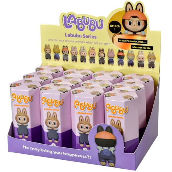 Labubu Angel Series Blind Box Söt Anime Figur Bil Datorskärm Hand Mobil Dekorativ modell Ornament Julleksaker Present Random 1 PCS