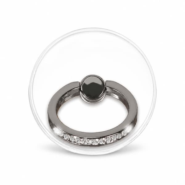 Diamant Transparent 360° Roterende Telefonringholder Universal Greb til iPhone iPad Tablet Black