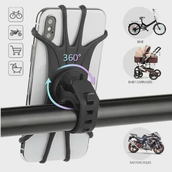 Universell stötsäker silikonhållare för sparkcykel, MTB, DVR och GPS-monteringsfäste Black