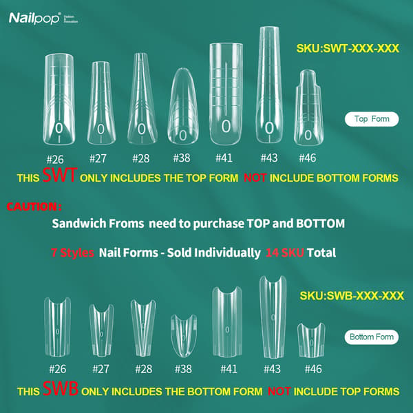 Nailpop Dual Forms Extension Nagellack Gel Sandwich System Kit 70/140 st SWT-007-140