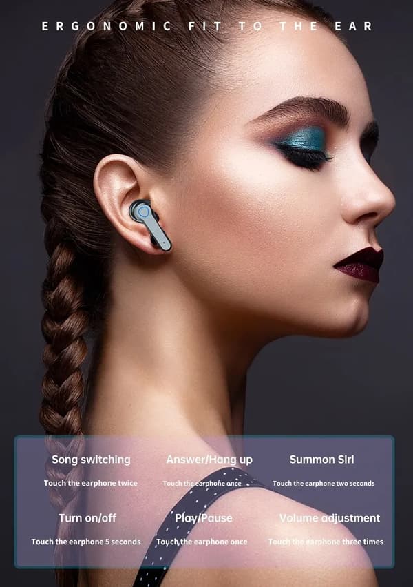 M19 Bluetooth-headset Trådlöst TWS Gaming Stöd Brusreducerande Touch In-ear Mini Nödheadset med Powerbank A