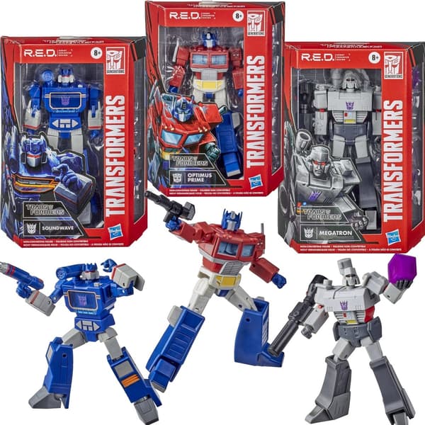 Transformere R.E.D. G1 Optimus Prime, Megatron & Soundwave Action Figurer - Samlelegetøjssæt Soundwave