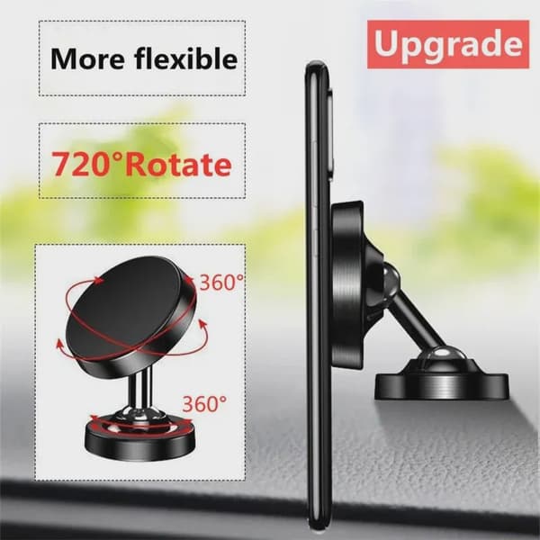 Magnetisk Bilholder Dashboardmonteringsstativ til iPhone Samsung Xiaomi 360 Rotate Silver
