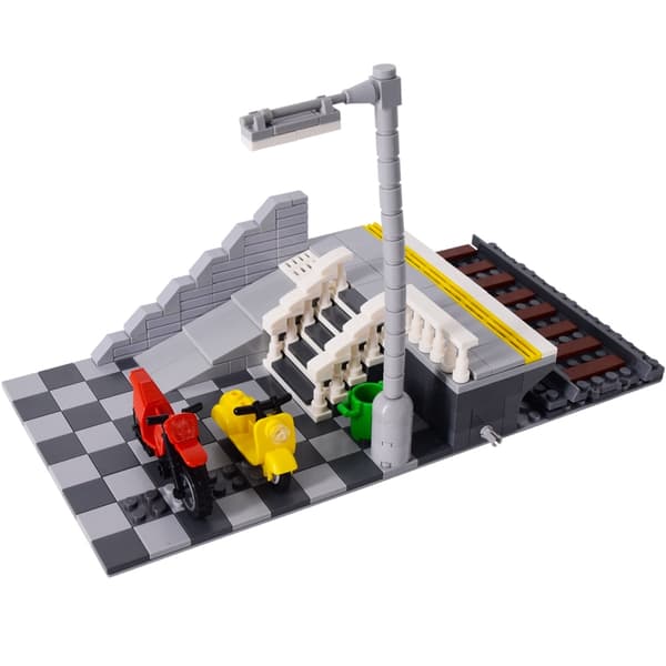 MOC City Train Rail Crossing Tracks Set Stud Gap Triple Switch Tegelstenar Byggstenar Tekniska Enlighten Leksaker för barn B