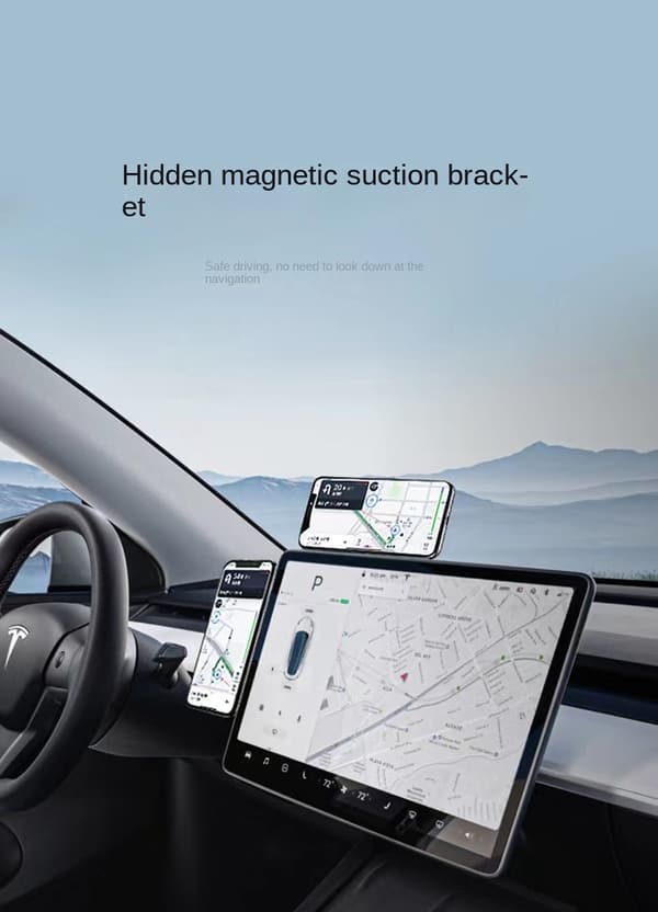 Magnetisk bilholder til Tesla Model 3/Y/X/S Magsafe iPhone 14/13/12 metal sidemontering Grey