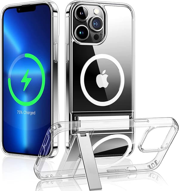 Magnetiskt telefonskal med stativ för iPhone 11 till 17 Pro Max Transparent hållare Transparent Compatibility by Model i