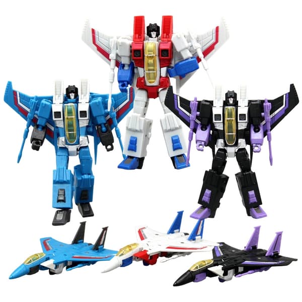 G1 Transformation Robot Legetøjssæt: Starscream, Skywarp, Thundercracker - små flyfigurer TS01