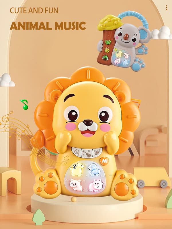Cartoon Animal Keyboard Klaver til børn 3+, multi-mode lyde og lys, pædagogisk legetøj Light Grey