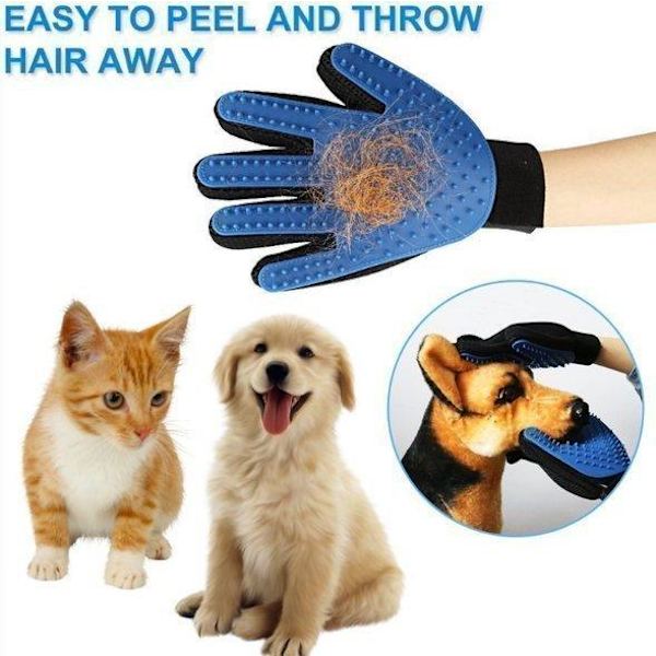 True Touch - Brush glove - Dog - Cat Right hand - Blue Blue