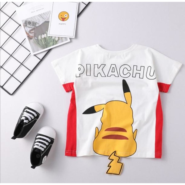 Pikachu Pokemon Kids T Shirt 90-110 White 100