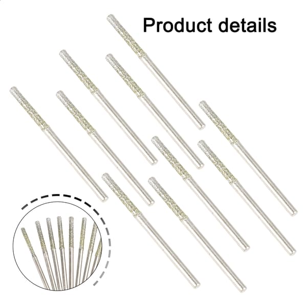 10-delte 0,8-2,5 mm diamantborehoveder med 2,35 mm skaft til glas, jade, rav, smykkefliser, sten 10 pcs  0.8 mm
