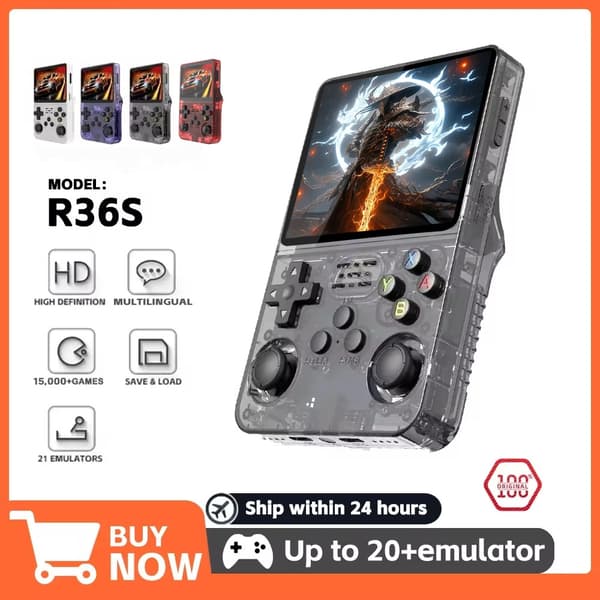 Open Source R36S Retro Handheld Video Game Console Linux System 3,5-tums IPS-skärm Mini Portable White 64g