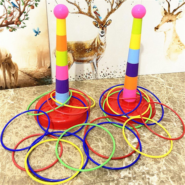 Børn Kast Circle Game Ferrule Stablet Legetøj Sjovt Indendørs Udendørs Forælder-Barn Interaktive Circle Layers Tidlig uddannelse gave 1xTower 21xRings