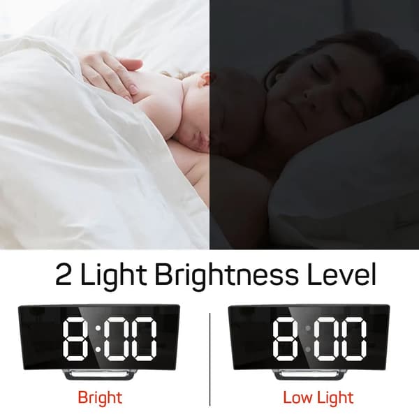 Elektronisk Vägg- och Bordsklocka med Ljudlös Design – Digital LED-Spegelklocka med Stor Display White light