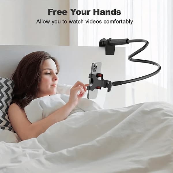 Justerbar doven mobiltelefonholder fleksibel armklipsstativ universel smartphone-montering White