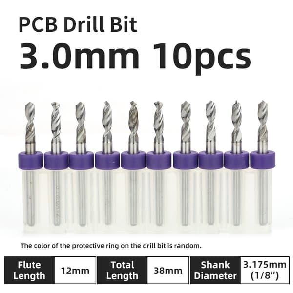 TOOLEYE 10-delars PCB-borrsats Mikroborrar Kretskort 1/8" skaft Mini CNC-borrar PCB 3.0 mm 10 pcs