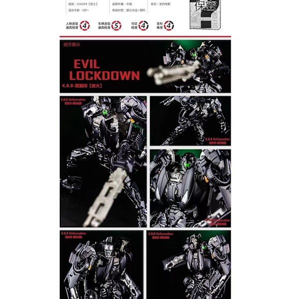 Transforming Dark Lockdown Robot Car Legetøj - Filmversion, Deforme Figurer, Børnefødselsdagsgave Lockdown