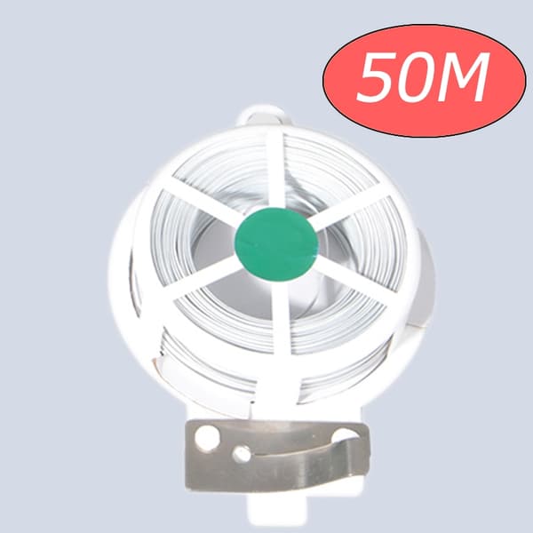 1 stk. 50/100 m hvid multifunktionel robust haveplantebinder med belagt tråd 50M Size 2Pcs