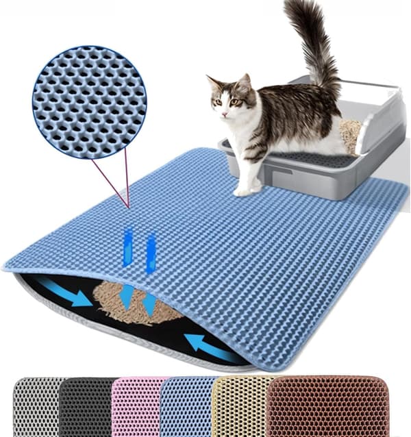 Kattebakkemåtte Dobbeltlags skridsikker kattebakkemåtte til store katte Grey Size 45x60cm