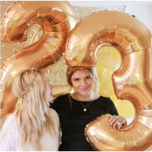 90CM NUMBER BALLOON GOLD and Silver METALLIC Gold Guld-2