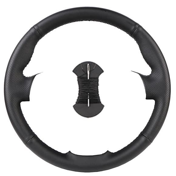 Rattskydd i nappaläder för Dodge Grand Caravan Journey Avenger Durango, biltillbehör i slitstarkt material Black Blue thread