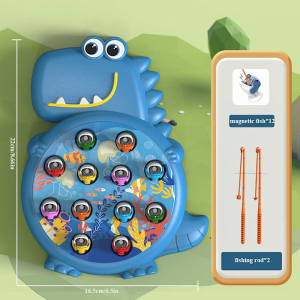 Dinosaur Magnetic Fishing Game - Montessori-legetøj til babyer og børn Blue Fishing