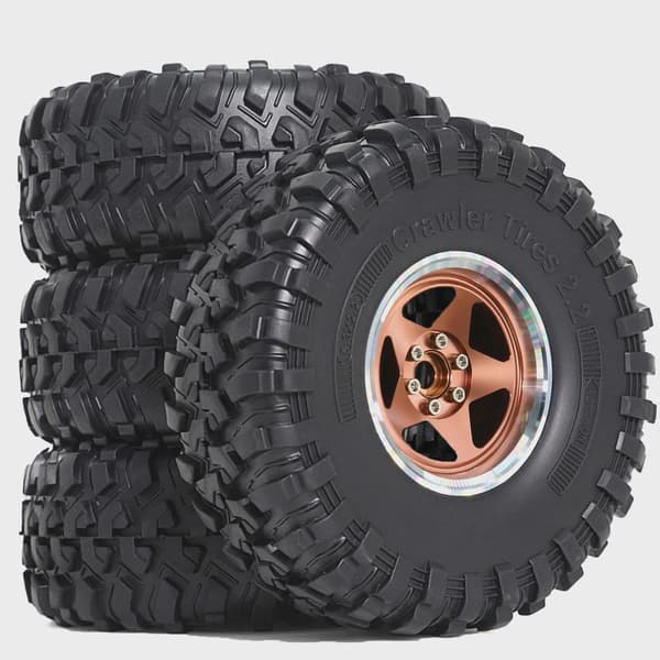 4 st 2,2" Beadlock-fälgar och däck för 1/10 RC Crawler SCX10 III 90046 TRX4 D90 2,2" Beadlock-fälgar 2,2" Beadlock-däck 4pcs Silvery