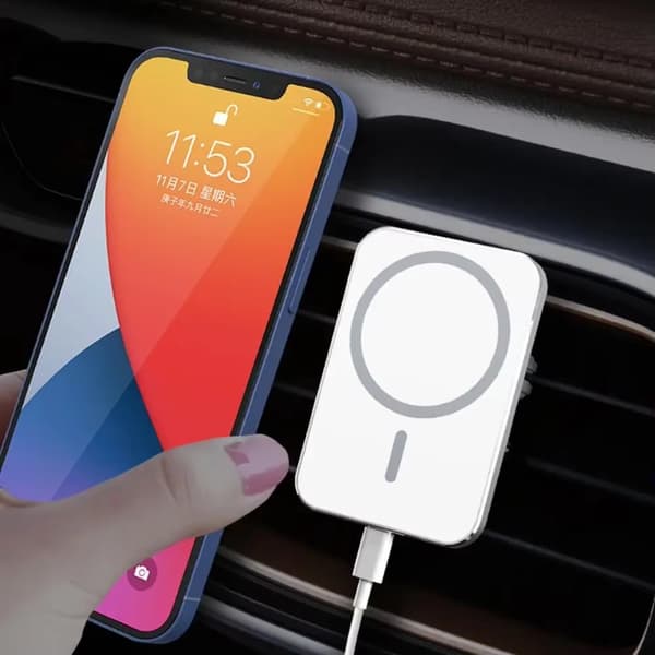 Magnetisk trådlös billaddare för iPhone 12-15 Pro Max Mini luftventil telefonhållare snabbladdning Black