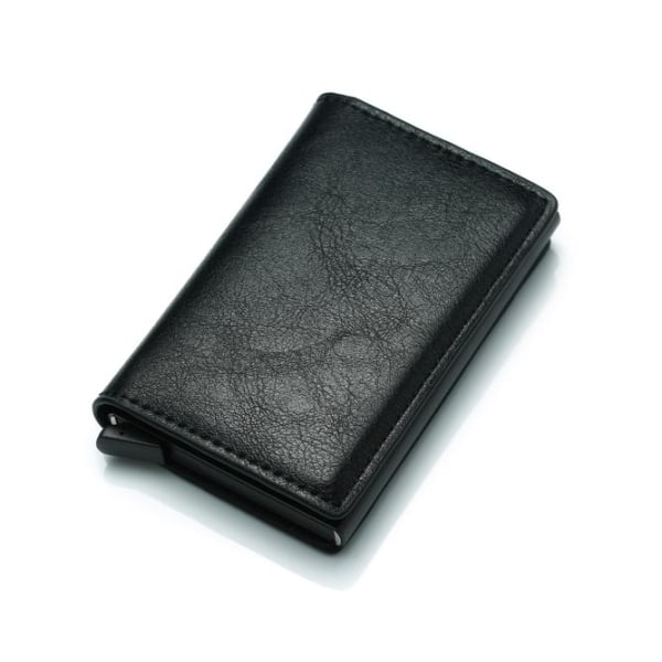 Skydd Plånbok Svart RFID  Korthållare 5st Kort (Äkta Läder) Svart