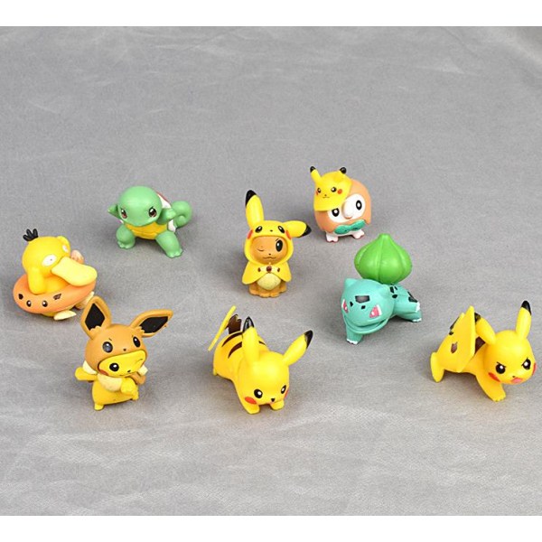 8 Pack Pokemon Pikachu Figurer (2-4CM)