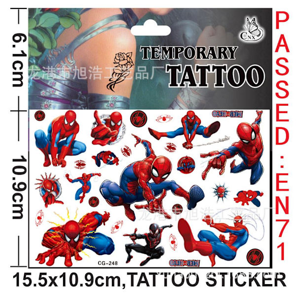 4 SpiderMan  -tatuointia Erittäin herkullisia monivärisiä las