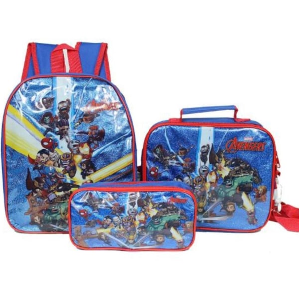 Marvel Avengers -reppu koululaukku, 3 pakkaus syntymäpäivälahja Blue
