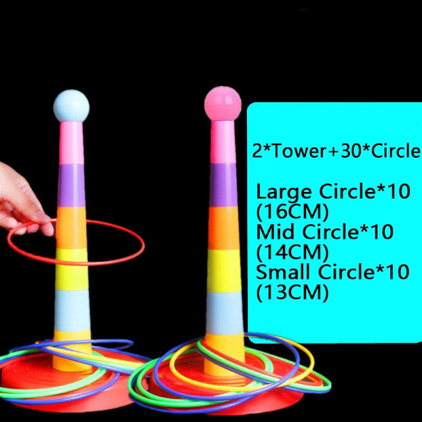 Børn Kast Circle Game Ferrule Stablet Legetøj Sjovt Indendørs Udendørs Forælder-Barn Interaktive Circle Layers Tidlig uddannelse gave 1xTower 21xRings