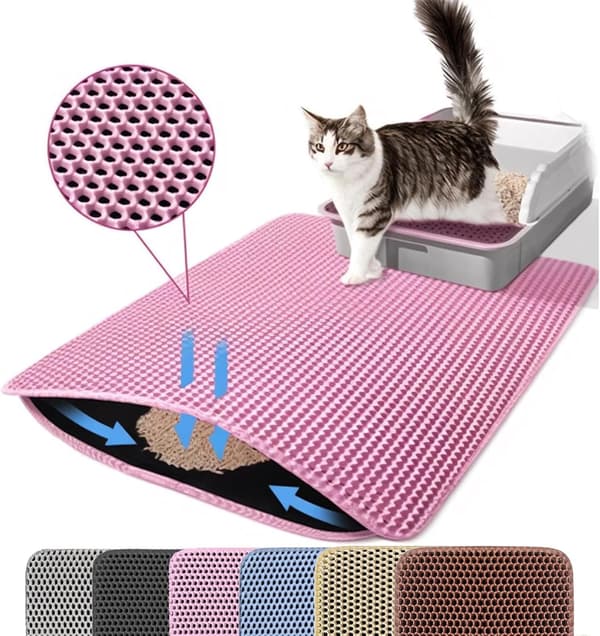 Kattebakkemåtte Dobbeltlags skridsikker kattebakkemåtte til store katte Grey Size 45x60cm
