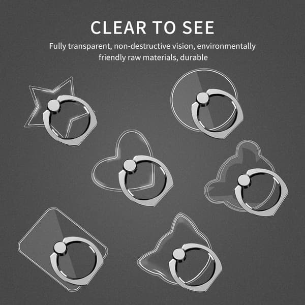 Transparent Fingerring Mobilholder Stativ til iPhone X Samsung Smartphone Bilmontering Flower-2