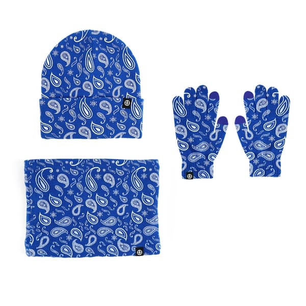 Unisex paisleytryck vinterhatt, snodd & handskar set - tjock plyschfoder mössa och halsduk för män och kvinnor pink
