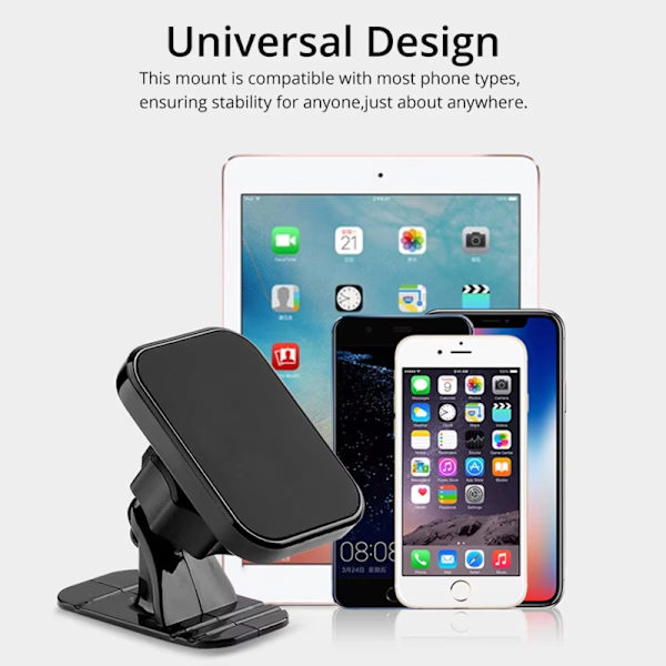 Magnetisk bilhållare för iPhone Samsung Luftventilsmontering Stativ GPS-stöd Black