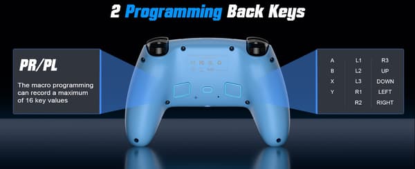 Trådløs controller til PS5/PS5 Pro/PS5 Slim/PC med Hall Joystick, dobbelt vibrations-gamepad, Turbo Dual Sense-programmering blue