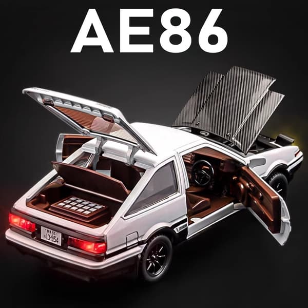 1:30 Skala Initial D AE86 Legetøjsbilmodel Legeringskarosseri Gummidæk Støddæmpning Pull Back Simuleringskøretøjer Drengefødselsdagsgave Black