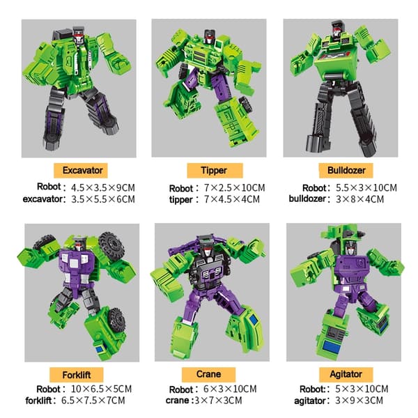 6-i-1 Mini Devastator actionfigur robotlegetøj - bedste gave til børn, 22 cm transformerbar plast Original box 22cm
