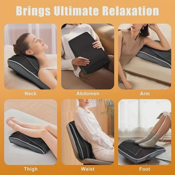 Jinkairui Elektrisk Shiatsu Massagekudde Nackkrockkudde Traktion Kroppsmassage Bil med Värme- och Vibrationsfunktion basic Plug Type US Plug