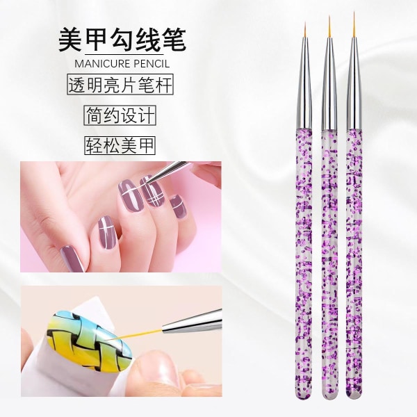 3 delar professionella nagelborstar nailpenslar nagelkonst Lila Lila