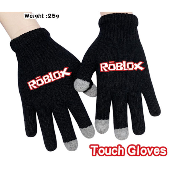 Roblox Svarta Stickade Handskar Med Touch Funktion Touchhandske Black Model 2